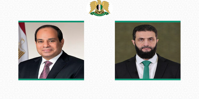 President al-Sharaa receives an official invitation from President El-Sisi to participate in the emergency meeting of the Council of the League of Arab States