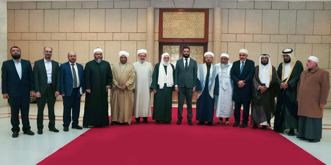 President al-Sharaa receives a delegation from the International Union of Muslim Scholars