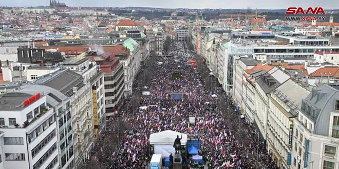 Manifestación en República Checa contra el apoyo al régimen de Kiev