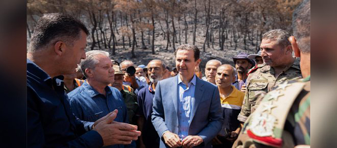 Presidente Al-Assad a los equipos que extinguieron los incendios en Latakia: Son un ejemplo de valentía